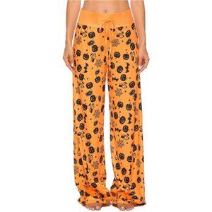 Halloween Pajama Pants for Women with Pumpkin, Skull, and Ghost Print